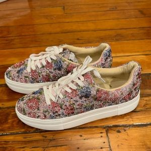 Betsey Johnson floral print rhinestone sneakers